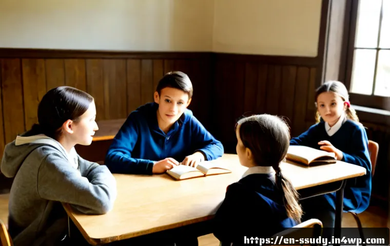 몰입형 학습을 위한 스토리텔링 기법 - Photorealistic classroom scene of a warm, engaging teacher telling a story to a small group of atten...